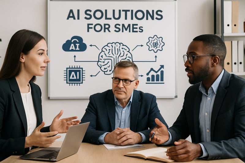 Consultants advising SME owners on integrating AI solutions